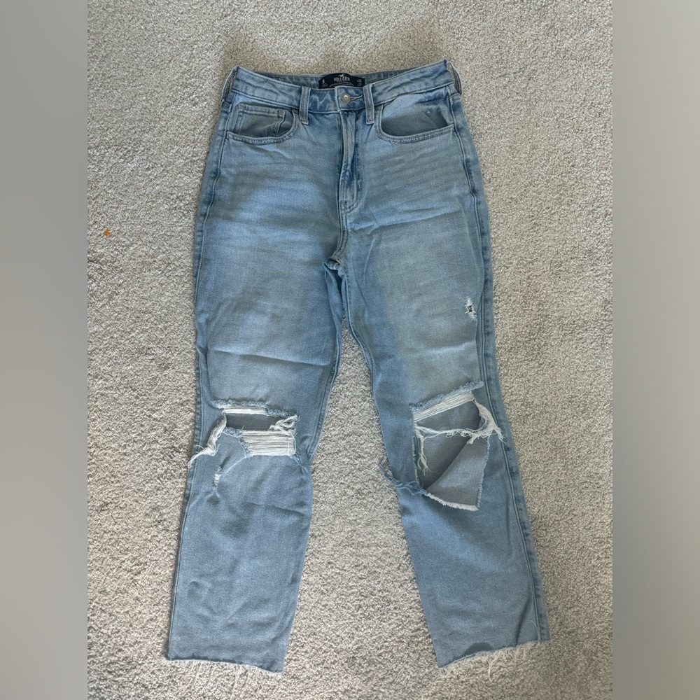 Hollister Ultra High Rise Vintage Straight Jeans Light Wash Sz 3R